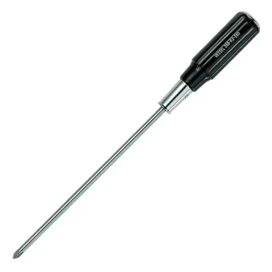 پیچ گوشتی ساقه بلند چهار پهلو دسته چوبی از برند VESSEL (200 میلیمتر)