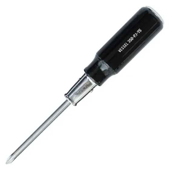 پیچ گوشتی چکش خور چهار پهلو دسته چوبی از برند VESSEL (Ph 1 x 75)