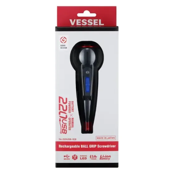 پیچ گوشتی بالگریپ شارژی به همراه بیت Ph 2 از برند VESSEL ژاپن