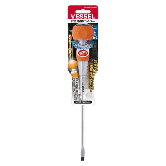 پیچ گوشتی عایق بالگریپ چکش خور تخت از برند VESSEL (150*6 میلیمتر)