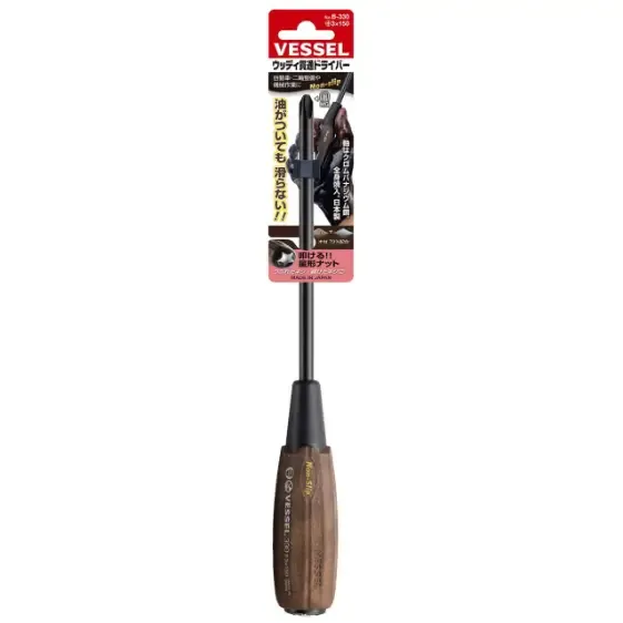 پیچ گوشتی ضد لغزش و چکش خور چهار پهلو سری وود کمپو از برند VESSEL (Ph 3 x 150)