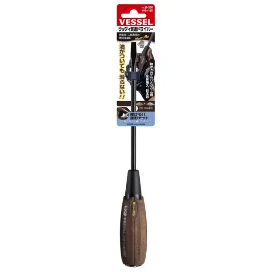 پیچ گوشتی ضد لغزش و چکش خور تخت سری وود کمپو از برند VESSEL (6 x 150 میلیمتر)