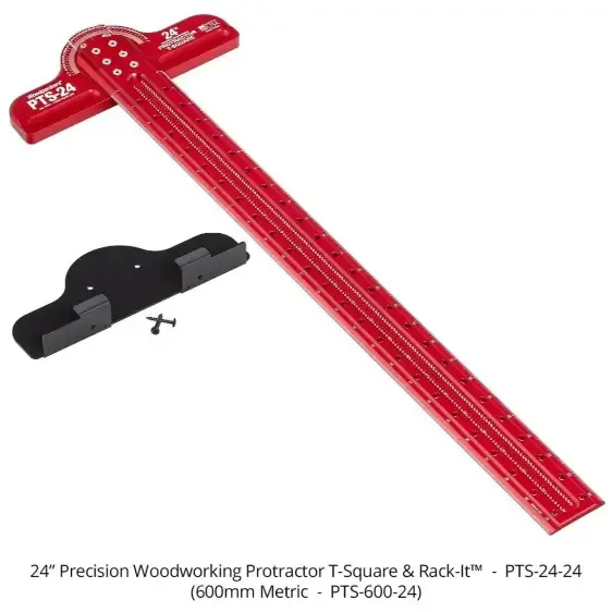 خط‌کش نقاله‌دار T شکل نجاری Woodpeckers - طول 600 میلی‌متر